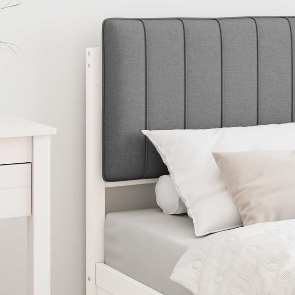 vidaXL Lovo rėmas su apmu&scaron;tu galvūgaliu &Scaron;viesiai pilka 75 x 190 cm