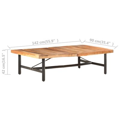 vidaXL Kavos staliukas, 142x90x42cm, akacijos medienos masyvas