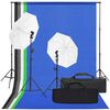 vidaXL Fotostudijos rinkinys su ap&scaron;vietimo rinkiniu ir fonu
