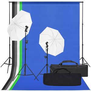 vidaXL Fotostudijos rinkinys su ap&scaron;vietimo rinkiniu ir fonu