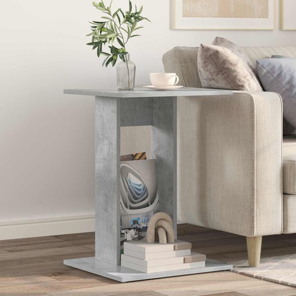 vidaXL &Scaron;oninis stalas Betono pilka 45 x 40 x 62,5 cm Apdirbta mediena