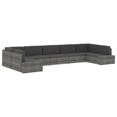 vidaXL Modulinė dvivietė sofa, pilkos spalvos, poliratanas