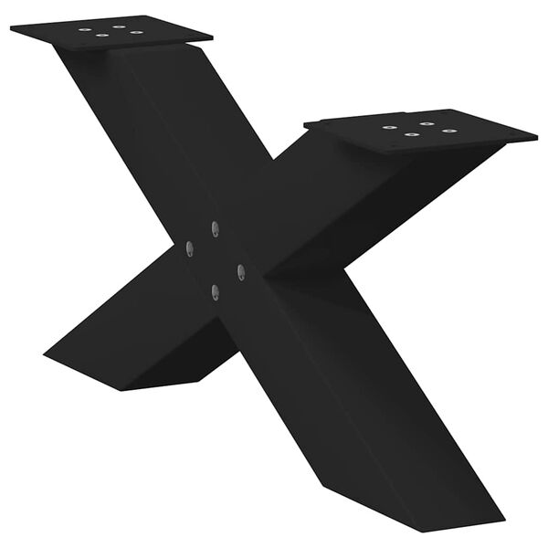 vidaXL Kavos staliuko kojelės, 2 vnt., juodos, 70x(30-31) cm, plienas, X formos