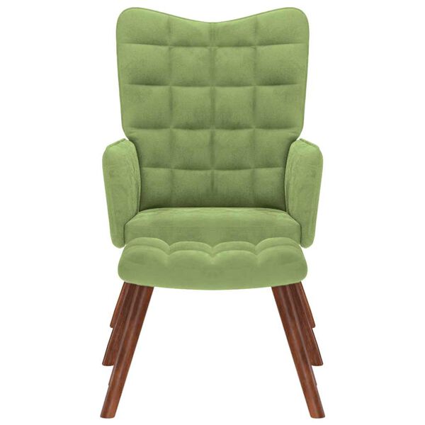 vidaXL Poilsio kėdė su taburete, šviesiai žalios spalvos, aksomas