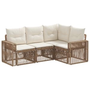 vidaXL Sodo Sofų Rinkinys 4 vnt. 4 vietos Bežė ir kreminė balta