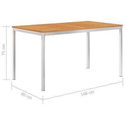 vidaXL Sodo valgomojo stalas, 140x80x75cm, akacijos masyvas ir plienas
