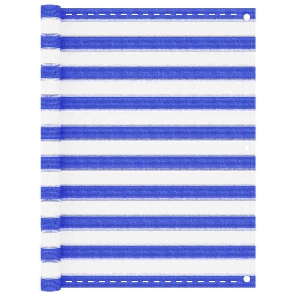 vidaXL Balkono pertvara, mėlynos ir baltos spalvos, 120x400cm, HDPE