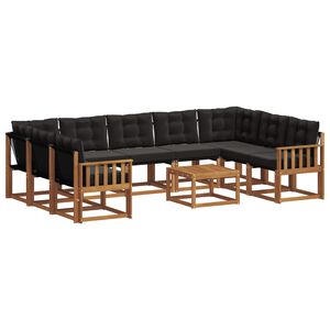 vidaXL Lauko sofos komplektas su pagalve 10 pcs Natūrali ir juoda