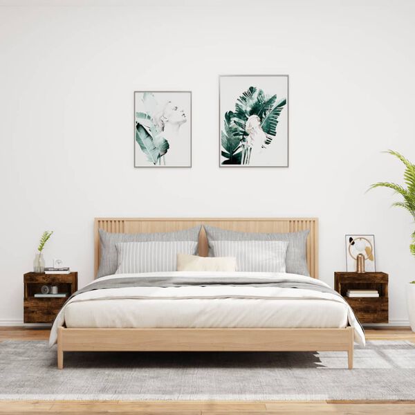 vidaXL Sieninės TV spintelės su LED, 2vnt., dūminės ąžuolo, 40x30x40cm