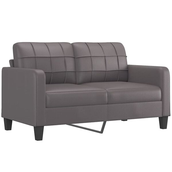 vidaXL Dvivietė sofa su pagalvėlėmis, pilka, 140cm, dirbtinė oda