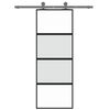 vidaXL Stumdomos durys, juodos, 76x205cm, grūdintas stiklas/aliuminis