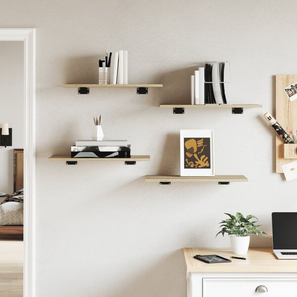 vidaXL Knygų lentynos plok&scaron;tės, 4vnt., ąžuolo, 60x30x1,5cm, MDP