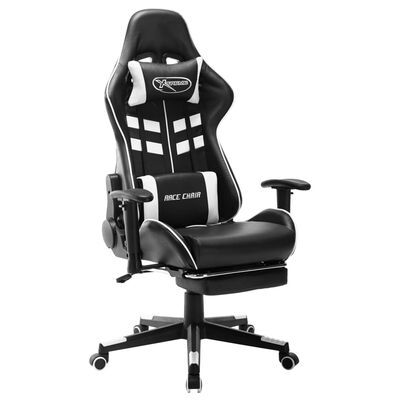 vidaXL Žaidimų kėdė su pakoja, juodos ir baltos spalvos, dirbtinė oda