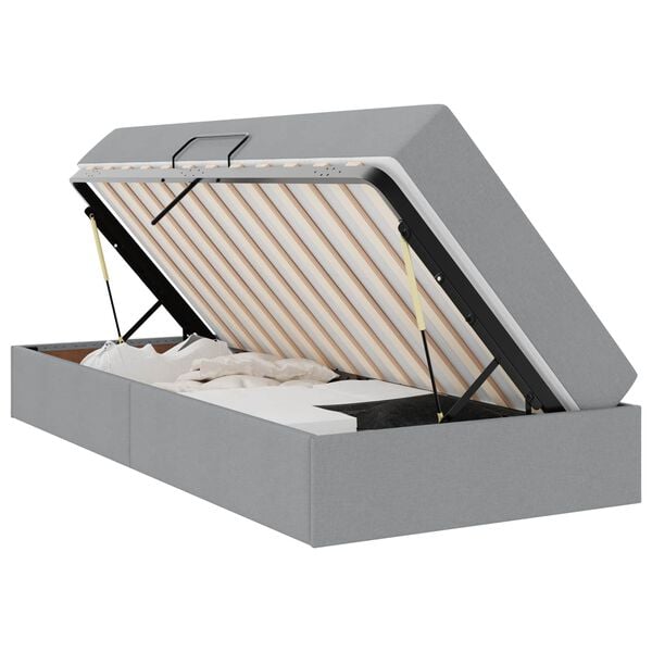 vidaXL Lova su daiktų laikymo vieta ir čiužiniu &Scaron;viesiai pilka