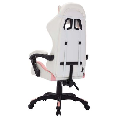 vidaXL Žaidimų kėdė su LED lemputėmis, rožinė ir juoda, dirbtinė oda