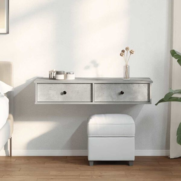 vidaXL Sieninė lentyna su stalčiais, betono pilka, 100x37,5x19cm