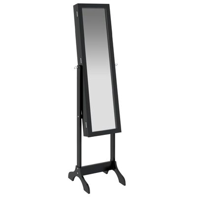 vidaXL Laisvai pastatomas veidrodis, juodos spalvos, 34x37x146cm