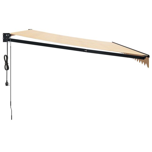 vidaXL Automatinė ištraukiama markizė, geltona ir balta, 5x3m