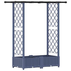 vidaXL Pakeltas lovas su trelėmis ir stogu Pilka 122,5 x 40 x 121 cm