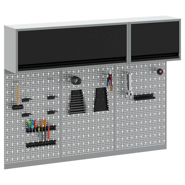 vidaXL Įrankių spinta ir pegboard rinkinys su lentyna 5 pcs Juoda