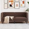 vidaXL Dvivietė chesterfield sofa, rudos spalvos, dirbtinė oda