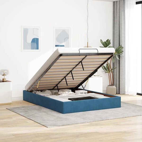 vidaXL Osmanų lovos rėmas be čiužinio Tamsiai mėlynas 140x200cm Velvet