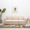 vidaXL Trivietė modulinė sofa-lova, kreminės spalvos, audinys
