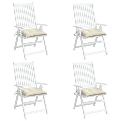 vidaXL Kėdės pagalvėlės, 4vnt., kreminės, 40x40x7cm, oksfordo audinys