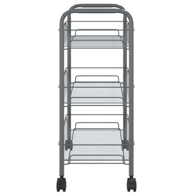 vidaXL Virtuvės vežimėlis, 3 aukštų, pilkas, 46x26x64cm, geležis