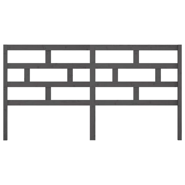 vidaXL Lovos galvūgalis, pilkas, 186x4x100cm, pu&scaron;ies medienos masyvas