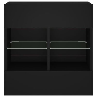 vidaXL Sieninė TV spintelė su LED lemputėmis, juoda, 58,5x30x60,5cm