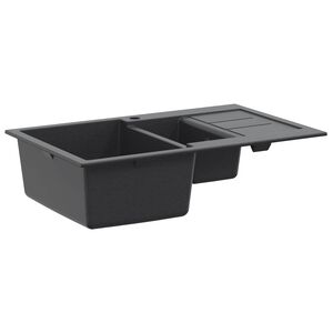 vidaXL Dviguba virtuvinė plautuvė Granitas 80 x 50 x 30,5 cm Grafito