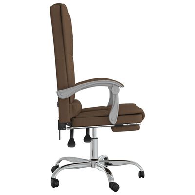 vidaXL Atlošiama masažinė biuro kėdė, rudos spalvos, audinys