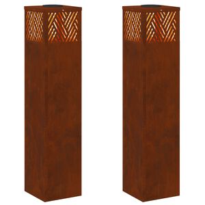 vidaXL Saulės LED &scaron;aligatvio &scaron;viesa 2 vnt. &Scaron;ilta balta 18 x 18 x 80 cm