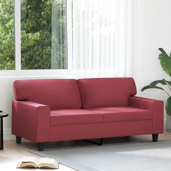 vidaXL Dvivietė sofa, raudonojo vyno spalvos, 140cm, dirbtinė oda