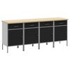 vidaXL Darbo spinta su stalčių 4 vnt. Juoda ir pilka 200 x 55 x 85 cm