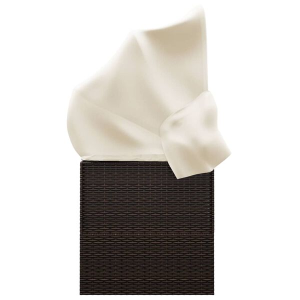 vidaXL Lauko poilsio gultas su stogu/pagalvėlėmis, rudas, poliratanas