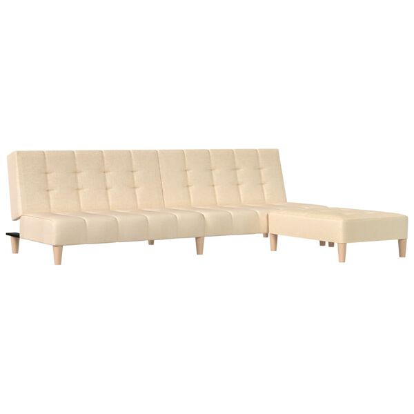 vidaXL Dvivietė sofa-lova su pakoja, kreminės spalvos, audinys