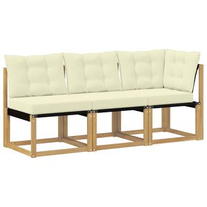 vidaXL Lauko vidurinė ir kampinė sofa su pagalve 3 Vienetas Balta