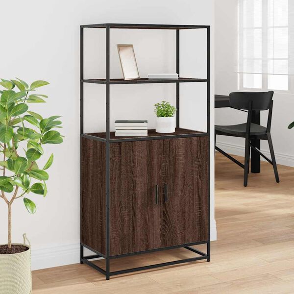 vidaXL Highboard Rudas ąžuolas 68x35x139 cm Mediena ir metalas