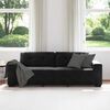 vidaXL Sofa 3 pcs Tamsiai pilka Lino mišinio audinys