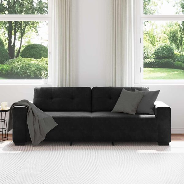 vidaXL Sofa 3 pcs Tamsiai pilka Lino mišinio audinys