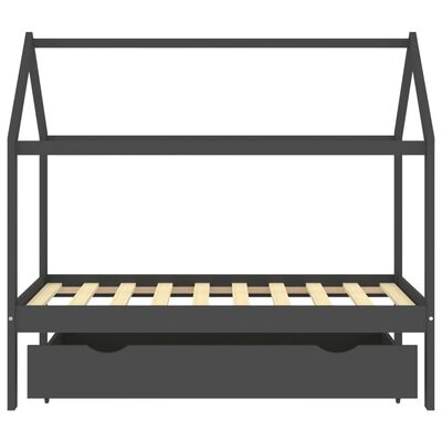 vidaXL Vaikiškos lovos rėmas su stalčiumi, pilkas, 80x160cm, pušis