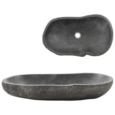 vidaXL Praustuvas, 60-70cm, upės akmuo, ovalo forma