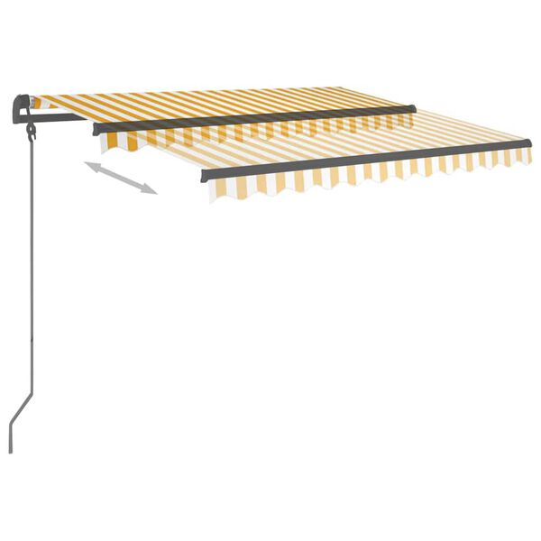 vidaXL Rankiniu būdu i&scaron;traukiama markizė, geltona ir balta, 3,5x2,5m