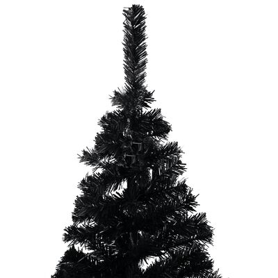 vidaXL Dirbtinė apšviesta Kalėdų eglutė su stovu, juoda, 120cm, PVC