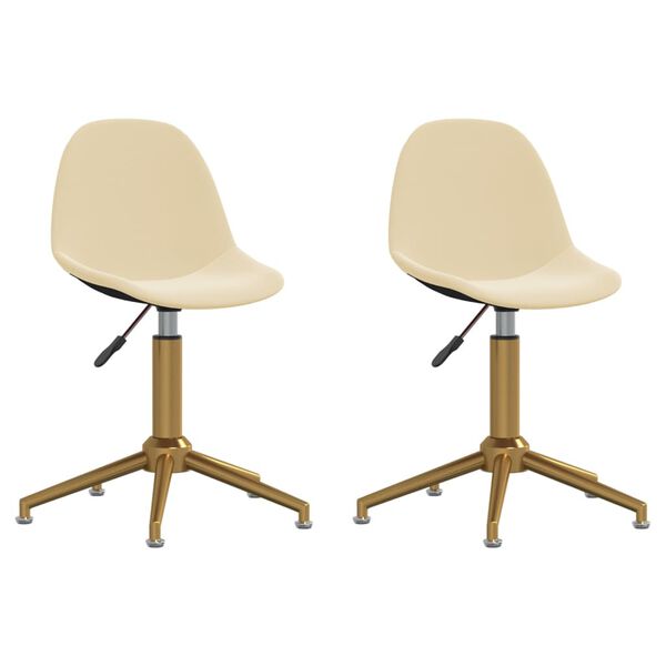 vidaXL Pasukamos valgomojo kėdės, 2vnt., kreminės spalvos, aksomas