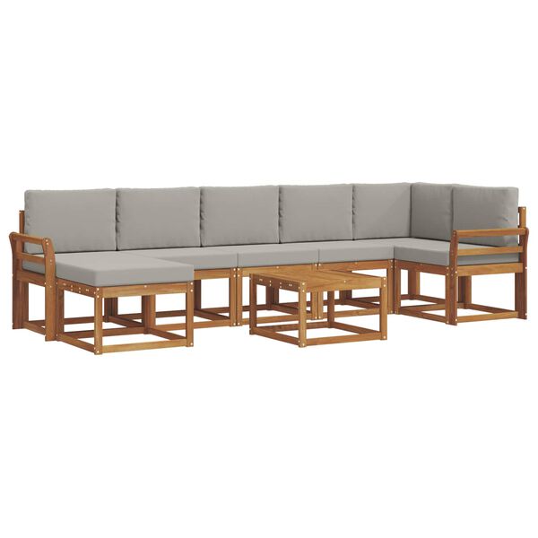 vidaXL Lauko sofos komplektas 8 pcs Natūrali ir &scaron;viesiai pilka