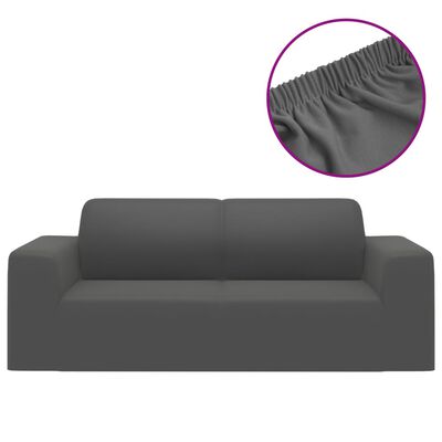 vidaXL Dvivietės sofos užvalkalas, antracito, džersio poliesteris