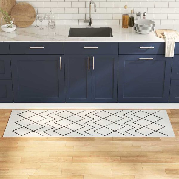 vidaXL Virtuvės kilimas Balta 180 x 60 cm Aksomas